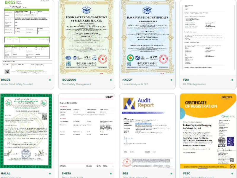 Suifa food safety certifications